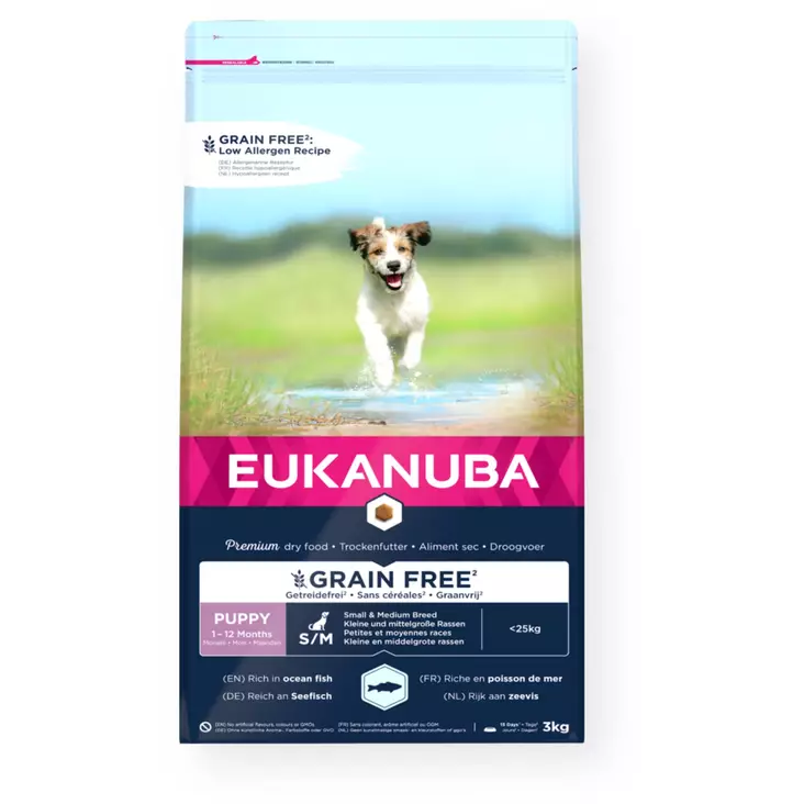 Eukanuba Grain Free Puppy Ocean Fish S/M - Eukanuba hundefoder - 8710255184760 - 1
