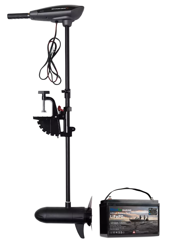 Savage Gear Thruster 12V 36lb & Maxli Marine lithium battery - Elektriske påhængsmotorer - 5706301710178M60 - 1