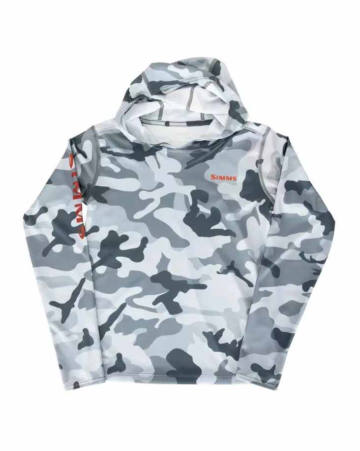 Simms Kid's Solar Tech Hoody Woodland Camo Steel - Hættetrøjer - 694264567180 - 1