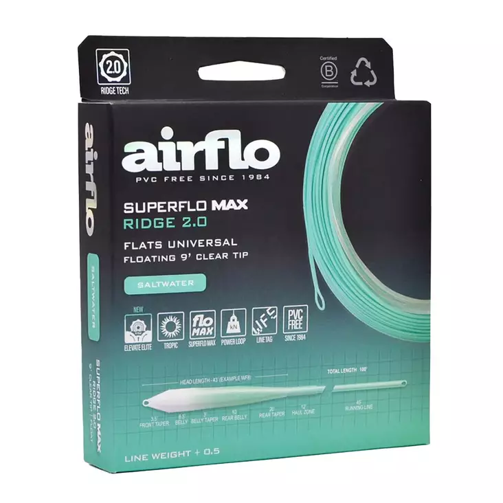Airflo Superflo Max Ridge 2.0 Flats Universal 9ft Clear Tip - Flueliner - 614910106631 - 1