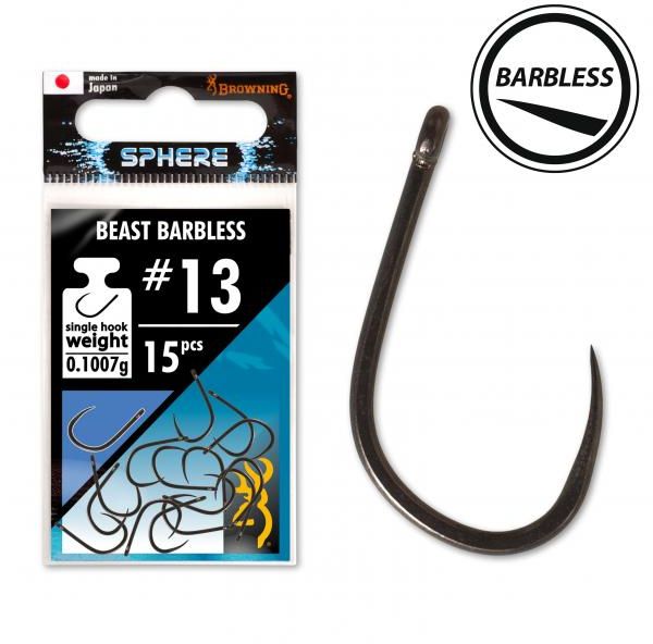 Browning Sphere Beast Barbless Hook 15pcs - Flåd og rigs - 4029569258611 - 1