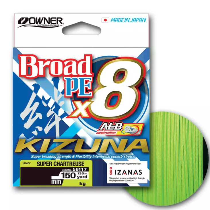 Owner Kizuna 8-Braid 0,12mm Sup.Chart - Fletteliner - 4953873484407 - 2