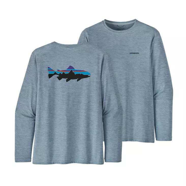 Patagonia M's L/S Cap Cool Daily Fish Graphic Shirt Steam Blue X-Dye - Skjorter - 195699384811 - 1