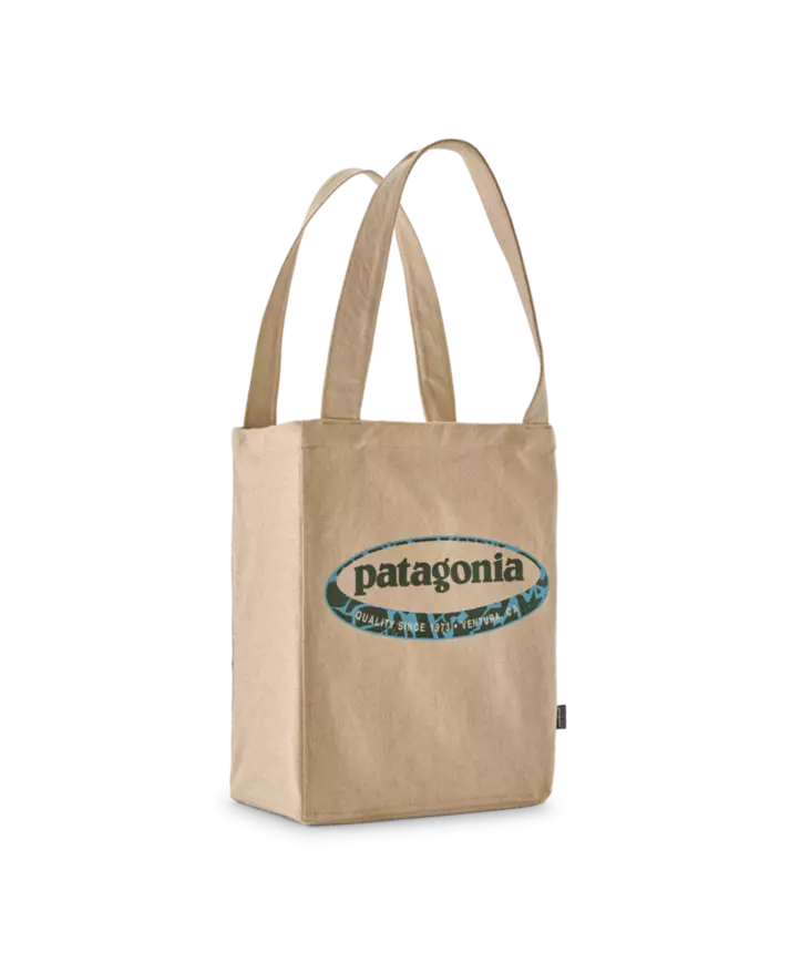 Patagonia Recycled Market Tote 95 Oval Logo Mountain Sun Classic Tan - Udstyrstasker - 199346242851 - 1