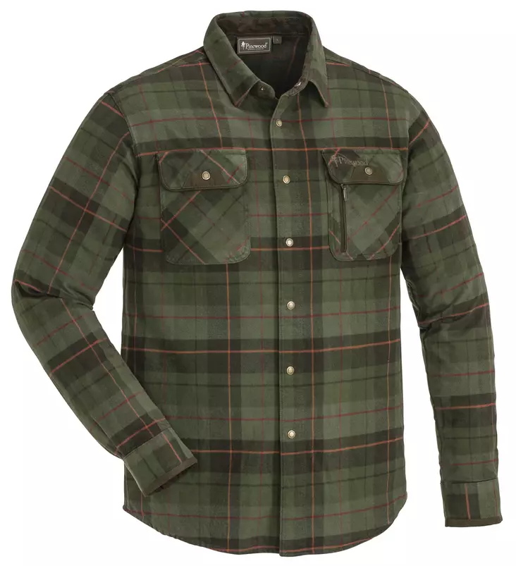 Pinewood Prestwick Exclusive Green-Terracotta -flanellipaita - Jægertrøjer - 7331090286641 - 1