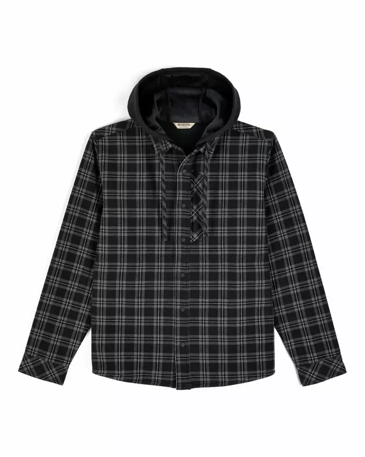 Simms Coldweather Hooded Shacket Wakemup Plaid: Black - Øvrige jakker - 694264695821 - 2
