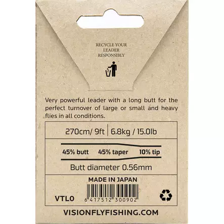 Vision Trout Leader 9' - Taperede Nylon -forfang - 6417512300902 - 4