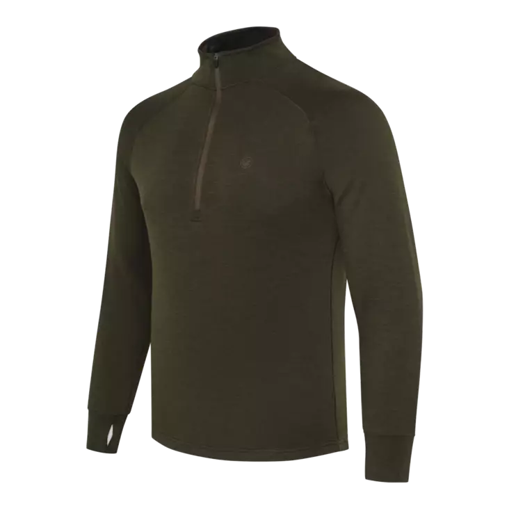 Beretta Glider Merino Half Zip Sweater Green Moss - Jægerens basis- og mellemlag - 8051832693832 - 1