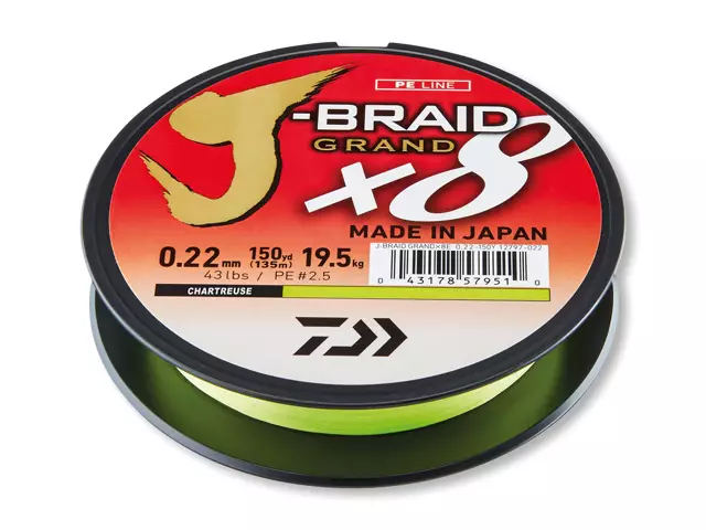 Daiwa J Braid Grand X8 Chartreuse - Fletteliner - 043178605332 - 2