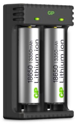 GP Lithium ion 18650 3350mAh akku+ laturi 2 akkua - Batterier og powerbanks - 4891199191152 - 1