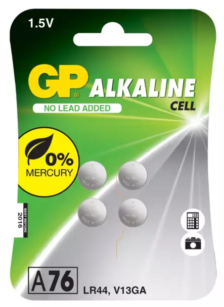 GP 1.5V A76/LR44/V13GA 4kpl paristo - Batterier og powerbanks - 4891199162473 - 1