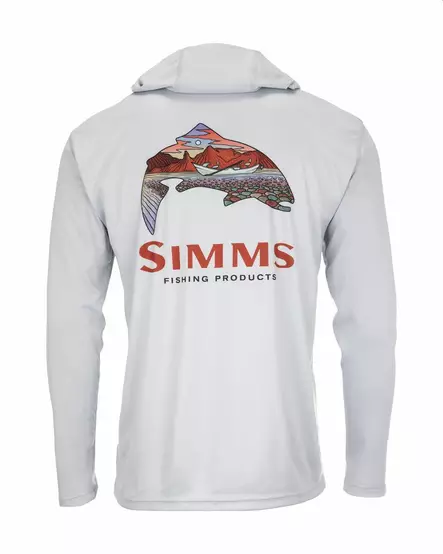 Simms Tech Hoody Artist Series Trout Logo Sterling - Skjorter - 694264562673 - 1