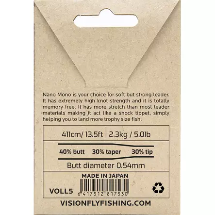Vision Nano Mono Leader 13'5'' - Taperede Nylon -forfang - 6417512817523 - 3