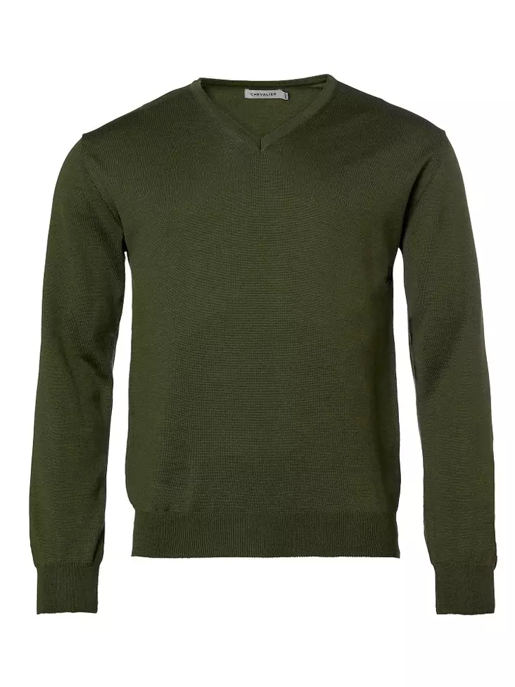 Chevalier Aston V-Neck Merino Pullover Men Pine Green - Jægertrøjer - 808491143103 - 1