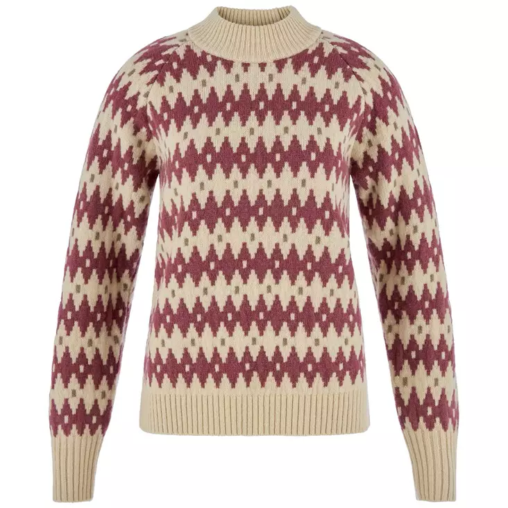 Fjällräven Jacquard Knit W Chalk White-True Red - Skjorter - 7323451213533 - 1