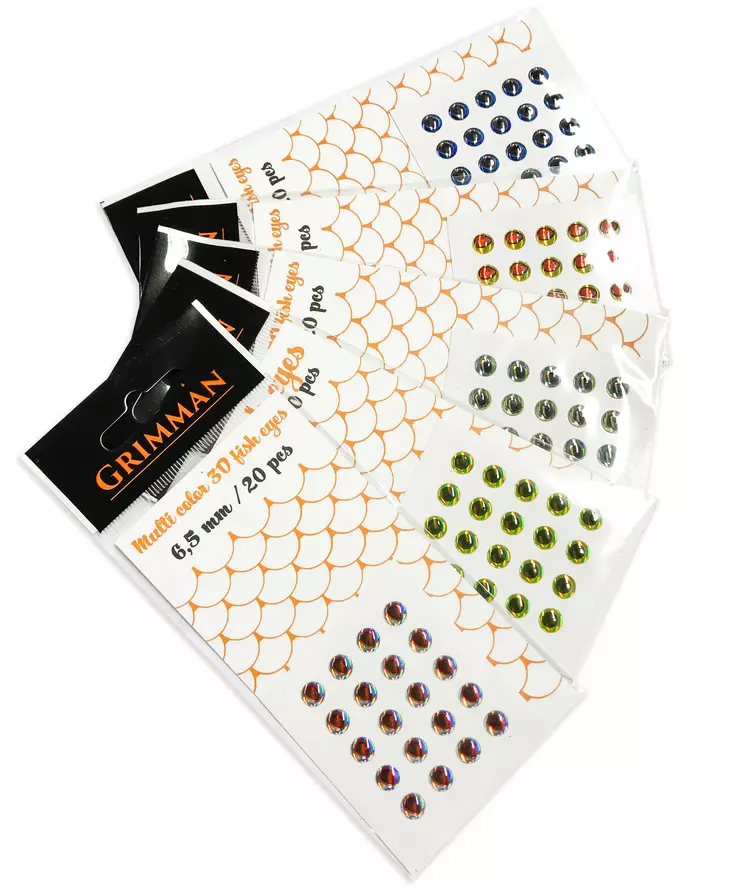 Grimman 3D Fish Eyes 6,5mm - Klistermærkeøjne - 11808003 - 1