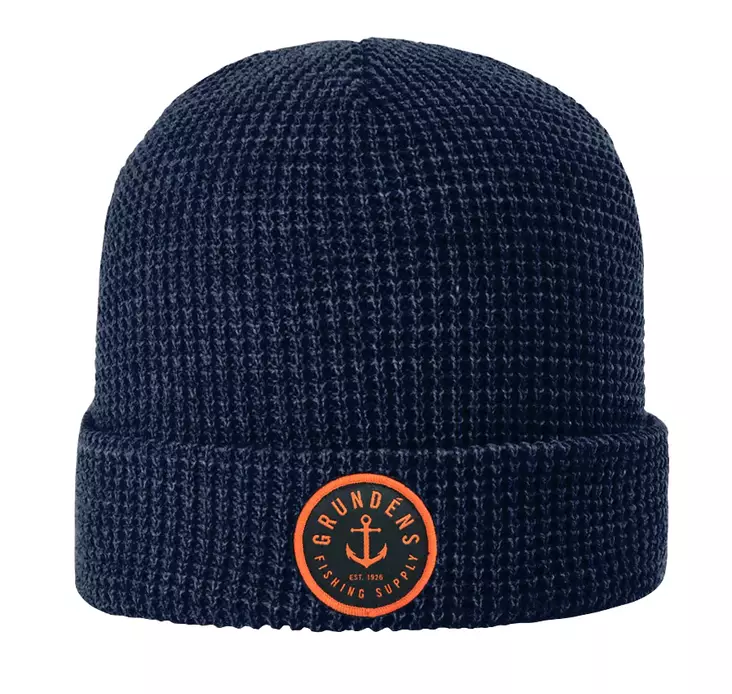 Grundens Anchor Waffle Beanie Navy - Huer - 7332525291223 - 1