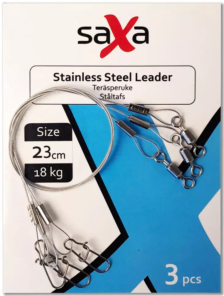 Saxa Stainless Steel Leader 23cm - Forfangere - ssleader23 - 1