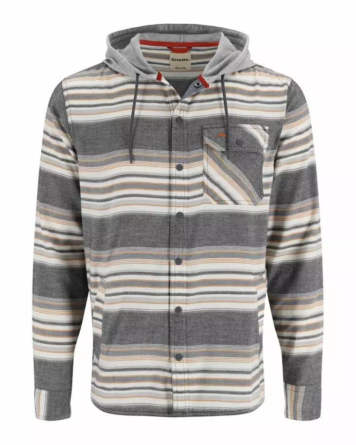 Simms Santee Flannel Hoody Black/Slate Blanket Stripe - Hættetrøjer - 694264656273 - 2