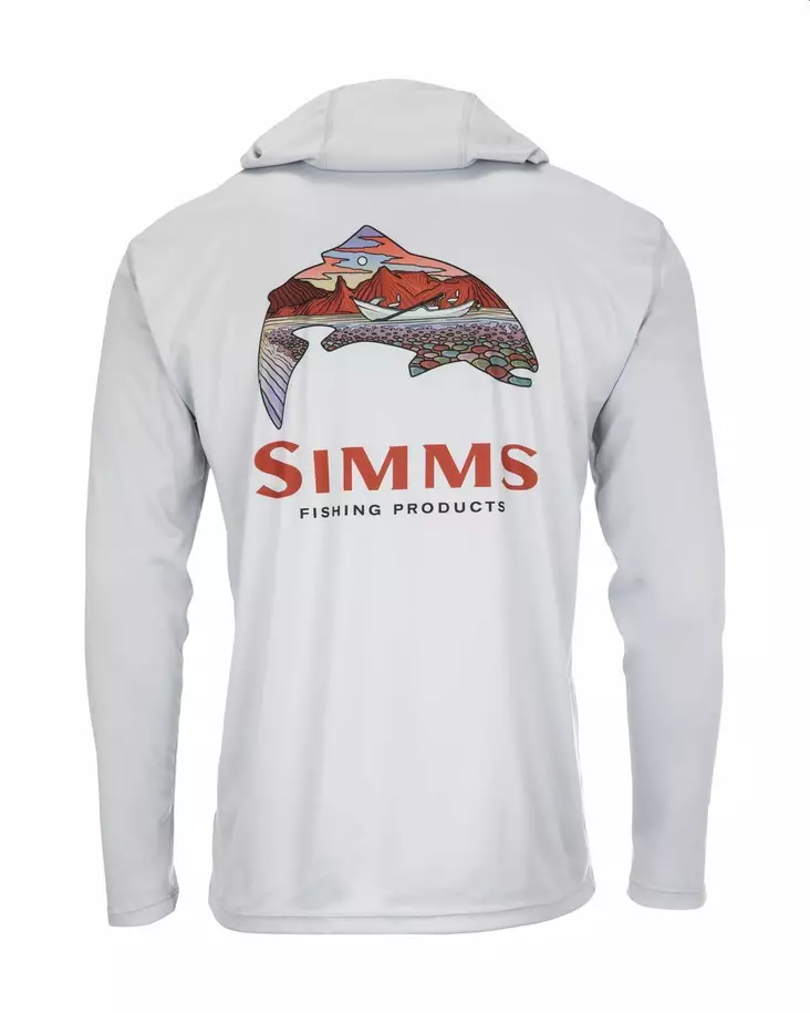 Simms Tech Hoody Artist Series Trout Logo Sterling - Skjorter - 694264562673 - 1