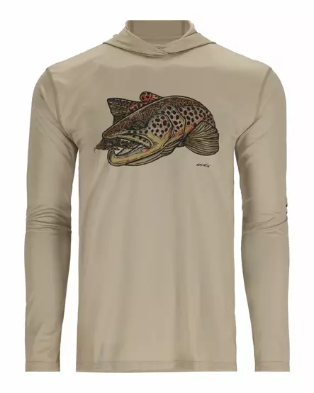 Simms Tech Hoody - Artist Series Stone Brown Trout - Hættetrøjer - 694264606834 - 1