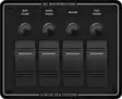 Blue Sea Systems Panel H2O 12VDC CLB 4-pos Black - Batterier og elektrisk tilbehør - 632085083724 - 1