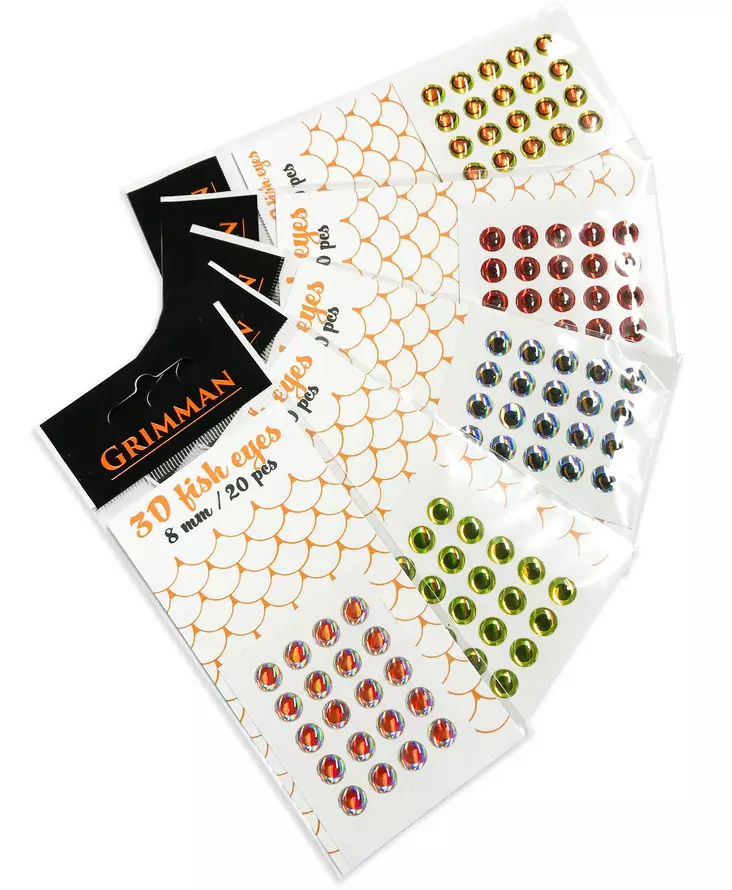 Grimman 3D Fish Eyes 8mm - Klistermærkeøjne - 11808004 - 1