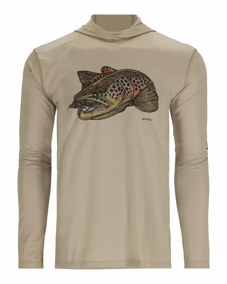 Simms Tech Hoody - Artist Series Stone Brown Trout - Hættetrøjer - 694264606834 - 1