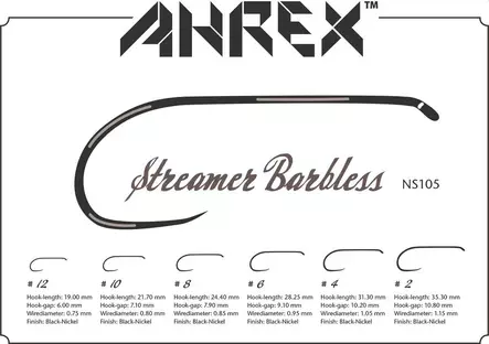 Ahrex NS105 Streamer Down-Eye Barbless - Uden modhager - 655043954485 - 2