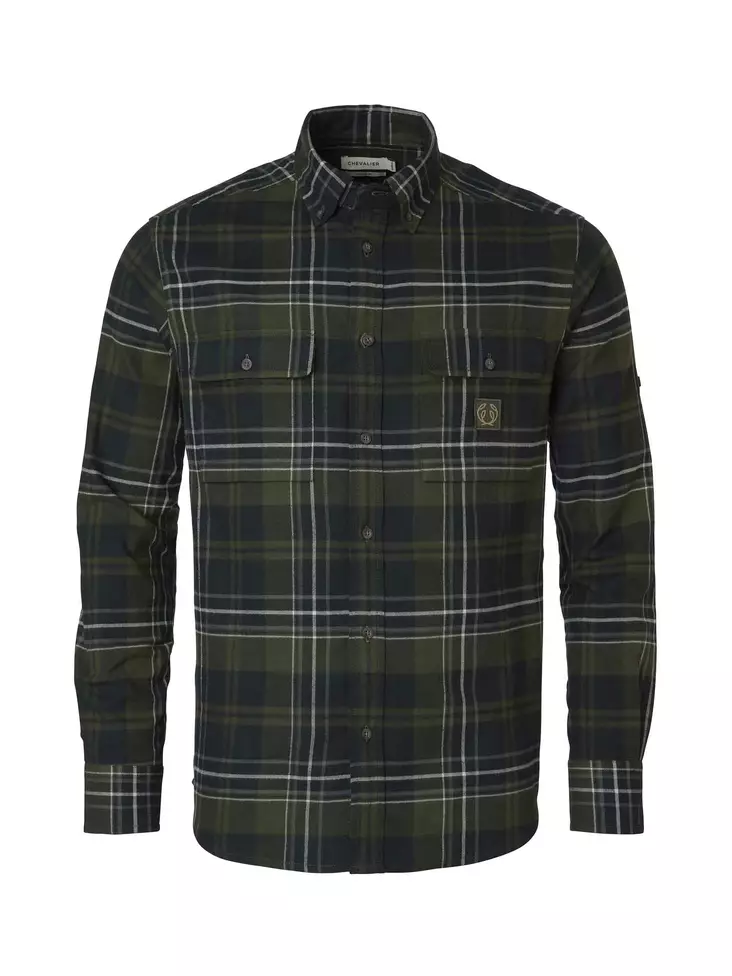 Chevalier Heron Flannel Shirt Men October Green Checked - Jægertrøjer - 808491167895 - 1