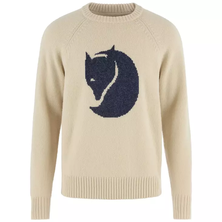 Fjällräven Logo Knit Sweater M Light Beige - Skjorter - 7323451199585 - 1