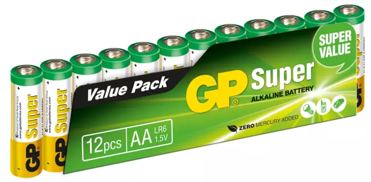 GP Super Alkaline AA 12kpl paristo - Batterier og powerbanks - 4891199217005 - 1