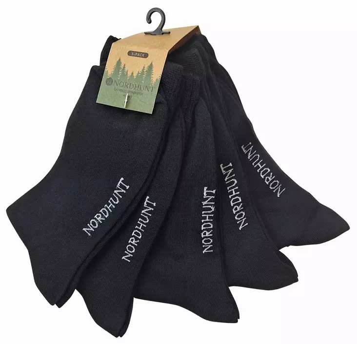 Nordhunt Bamboo 5-Pack Socks Black 40-46 - Jægersokker - 23445 - 1
