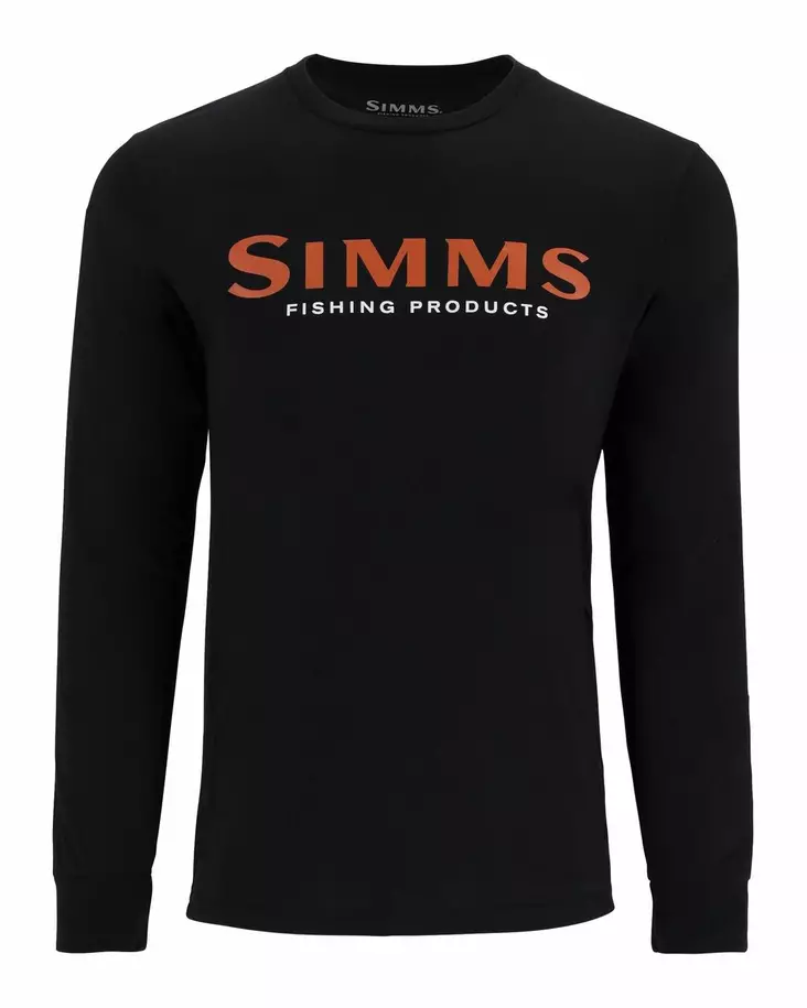 Simms Logo Shirt LS Jet Black - T-shirts herre - 694264656785 - 1