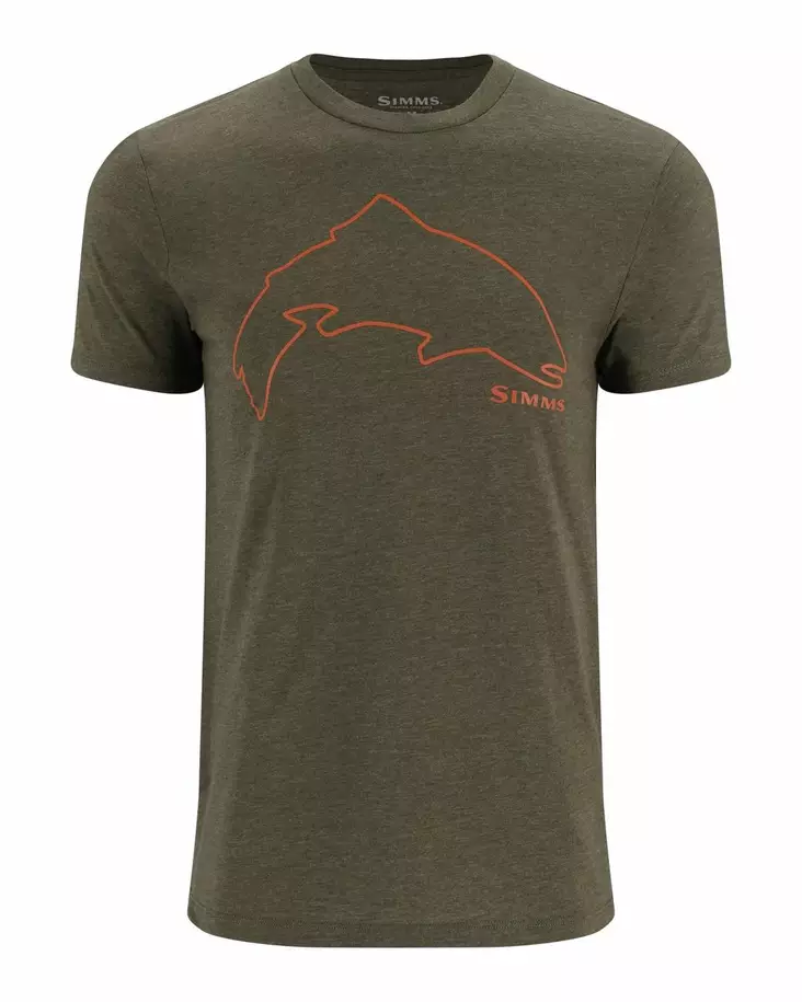 Simms Trout Outline T-Shirt Loden Heather - T-shirts herre - 694264655795 - 1
