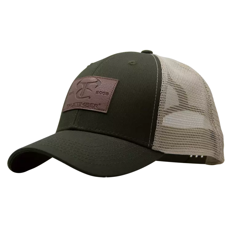 TrueTimber Leather Patch Cap Olive - Jægerens hovedbeklædning - 840194778855 - 1