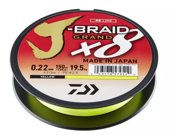 Daiwa J-Braid Grand X8 Yellow - Fletteliner - 043178579466 - 1