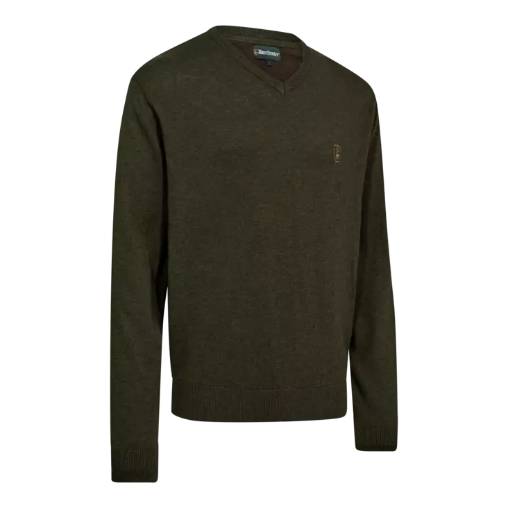 Deerhunter Harrington V-Neck Knit Forest Ember Melange - Jægertrøjer - 5702827236246 - 1