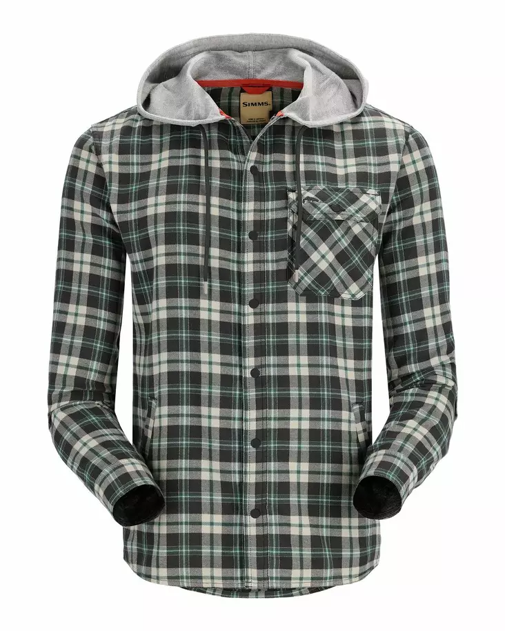 Simms Santee Flannel Hoody Forest/Carbon Camp Plaid - Skjorter - 694264581926 - 1