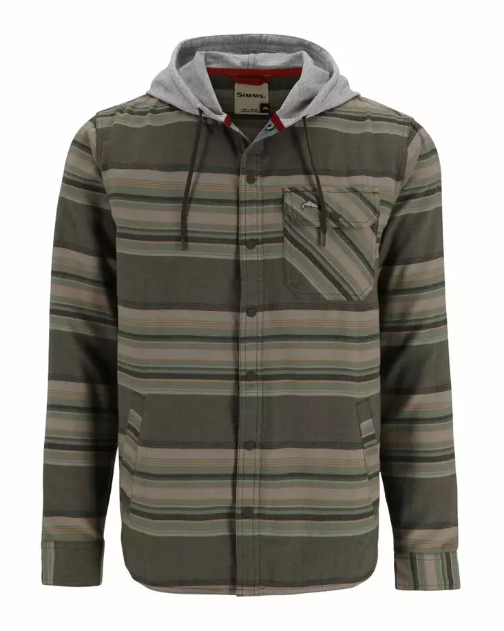 Simms Santee Flannel Hoody Hickory/Dolomite Blanket Stripe - Hættetrøjer - 694264656396 - 2
