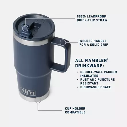 Yeti Rambler 20 OZ Travel Straw Mug Navy - Termoflasker og -krus - 888830503867 - 2