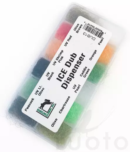 Hareline Ice Dub Dispenser -dubbinglajitelma - Dubbing sortimentsæt - 762820054198 - 1