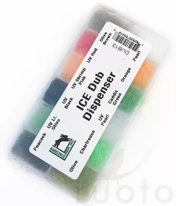 Hareline Ice Dub Dispenser -dubbinglajitelma - Dubbing sortimentsæt - 762820054198 - 1