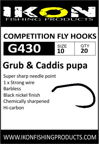 Ikon G430 Barbless Grub & Caddis Pupa - Uden modhager - 6430077070028 - 1