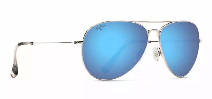Maui Jim Mavericks - Silver Titanium Frame with Blue Hawaii Lens - Plastlinser - 603429035648 - 1