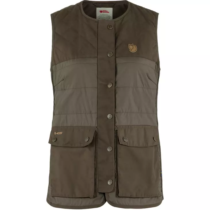 Fjällräven Womens Forest Wool Padded Vest Dark Olive - Damejagtjakker - 7323450788339 - 1