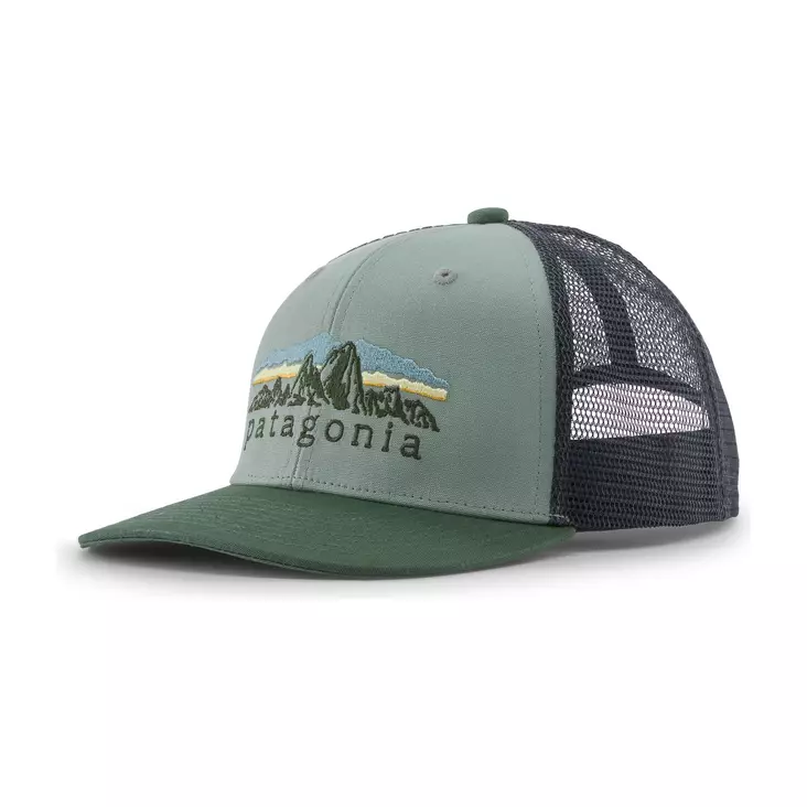 Patagonia K's Trucker Hat Fitz Roy Foothills: Cover Green - Truckerkasketter - 198077968399 - 1