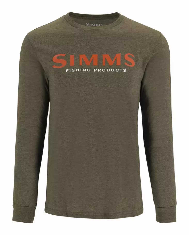 Simms Logo Shirt LS Loden Heather - T-shirts herre - 694264670699 - 1